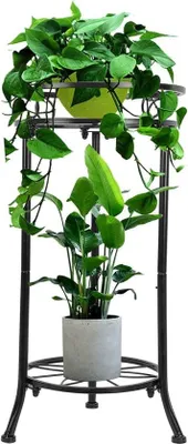 Zdjęcie produktu dla Metalowa stojaka na rośliny, 2-poziomowa, 68 cm, do użytku wewnątrz i na zewnątrz