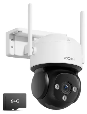 Produktbild von ZOSI 4K 8MP Überwachungskamera WLAN Außen mit 64GB Karte, 360° PTZ Kamera