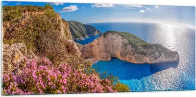 Produktbild von Bilder auf glas - Meer Sommer Blume - 120x50cm - Glasbilder - Wandbilder - Kunstdruck - zum Aufhängen bereit - Wanddekoration aus Glas - Glas Bilder - Wandbild auf Glas - Einteilig - GAB120x50-3741