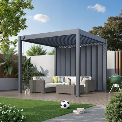 Produktbild von Sichtschutzwand 3 m Pergola Seitenwand Lamellen Anthrazit