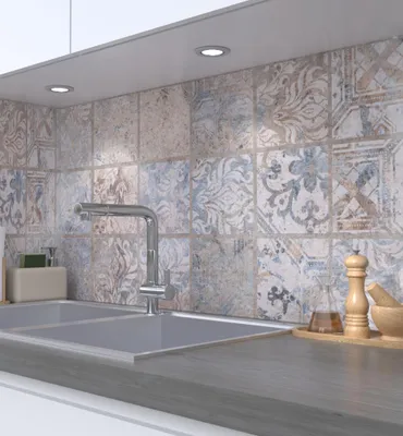 Produktbild von Küchenrückwand selbstklebend Verwaschenes Retro Mosaik Spritzschutz 400 x 60cm