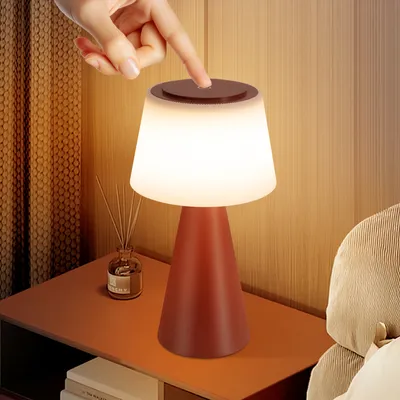 Image de ZMH Lampe de table Batterie Lampe de chevet LED 3600mhA Sans fil Lampe de table Touch Dimmable Lampe avec USB Rechargeable Rouge Batterie Lampes de table pour Salon Moderne Chambre à coucher Extérieur