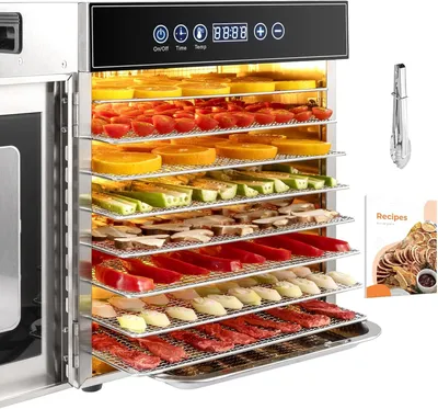 Imagen del producto de Deshidratador de alimentos, completamente de acero inoxidable, con 8 bandejas y capacidad para 30