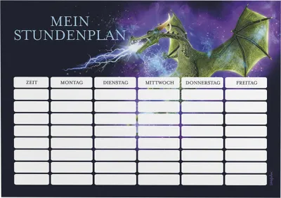 Produktbild von Stundenplan für Kinder mit Drachen-Motiv - Magnetischer Wochenplaner beschreibbar & abwischbar