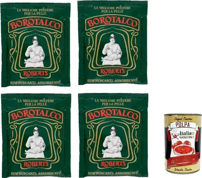 Produktbild von BOROTALCO ROBERTS Körperpuder 4x 100g Talkumpuder body powder talkum Nachfuell + Italian Gourmet polpa 400g