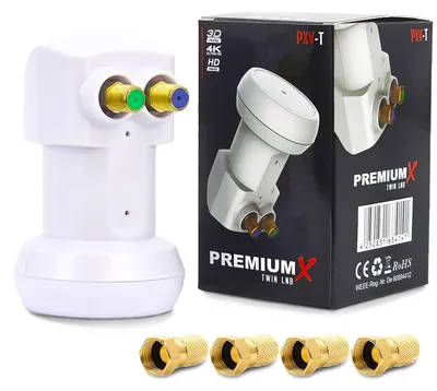 Produktbild von PremiumX PXV-T Twin LNB SAT für 2 Teilnehmer DVB-S2 HD 4K inkl. 4x F-Stecker