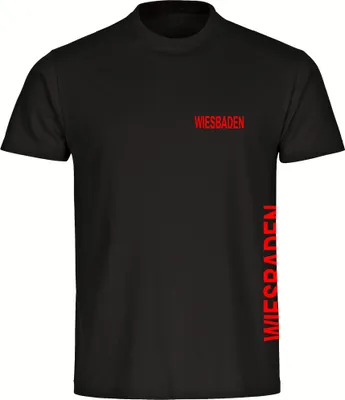Produktbild von multifanshop Kinder T-Shirt - Wiesbaden - Brust & Seite, schwarz, Größe 152