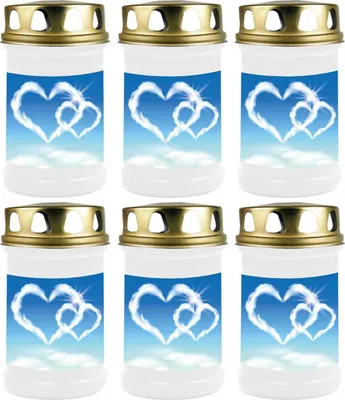 Image de Bougie funéraire - Pack de 6 - Blanc 48h ( couvercle or ) - Coeur