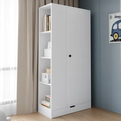 Zdjęcie produktu dla Szafa 70 x 40 x 170 cm, jednodrzwiowa z półkami i szufladami, biała