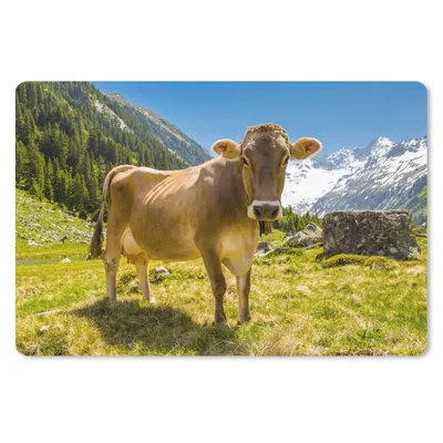 Produktbild von MuchoWow® Schreibtischunterlage Kuh - Schnee - Alpen 60x40 cm - XXL Mauspad - Großes Mauspad