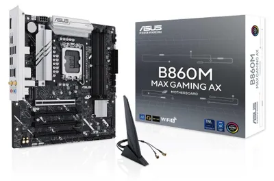 Zdjęcie produktu dla ASUS B860M MAX GAMING AX, Intel, LGA 1851 (Socket V1), Intel Core Ultra (Series 2), LGA 1851, DDR5-SDRAM, 256 GB