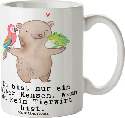 Produktbild von Mr. & Mrs. Panda Becher Tierwirt Herz - Weiß - Geschenk, Kaffeepott, Kaffeebecher, Teebecher, Spruch, Bauernhof, Pott, Farmer, Lustig, Tasse mit Motiv, Trinkbecher