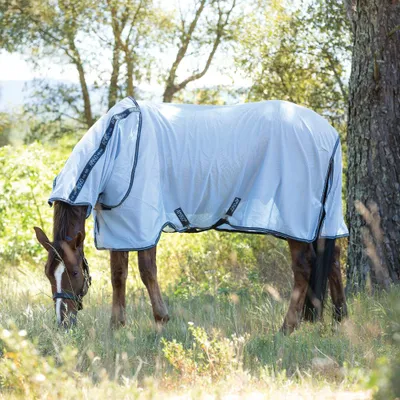 Image de Horseware AMIGO Bug Rug couverture anti-mouches , Couleur:silver / navy, Taille de la couverture Horseware:115 cm / 5'6