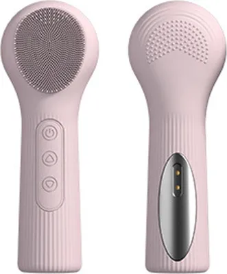Produktbild von INF Dualseitige erwärmte Silikon Gesichtsreinigungsbürste 45°C Schallreinigung mit Magnetladung Rosa