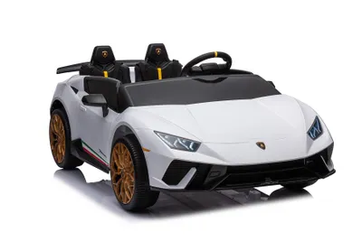 Zdjęcie produktu dla ES-Toys dziecięcy samochód elektryczny Lamborghini Huracan Spider dwumiejscowy, opony EVA biały