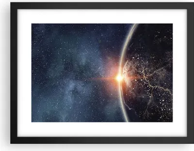 Produktbild von Gerahmtes Poster - Schwarzer Rahmen - Kosmos Erde Sonne - 40x30 cm - Wand Bild - Wanddeko - Wandbilder - Kunstposter - Wandposter - Bilderrahmen - Bilder - Kunstdruck - Wandbild - P2BAA40x30-4343