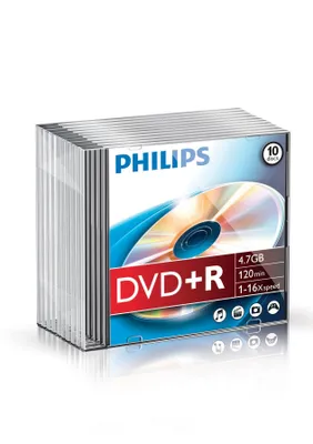 Produktbild von Philips DVD-Rohlinge, 120Min, 4.7GB, Speed 16x, Slimcase (10 Disc)