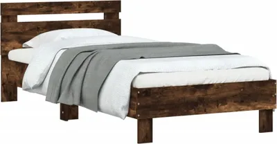 Produktbild von vidaXL Bettgestell mit Kopfteil Räuchereiche 90x200 cm Holzwerkstoff
