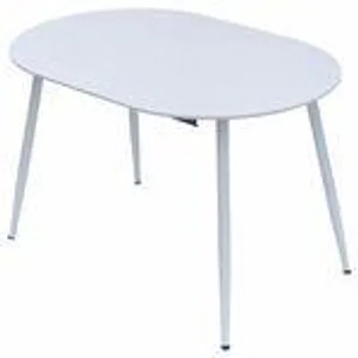 Produktbild von Esstisch Rodrigo ausziehbar 120-150-180 x 80 cm 4-10 Personen Ovaler Küchentisch mit Metallgestell für Küche, Esszimmer Holz Optik,Farbe:Weiß
