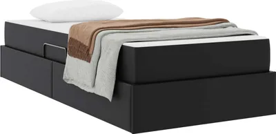 Produktbild von vidaXL Aufbewahrungsbett mit Matratze 2 stk. Schwarz Leder