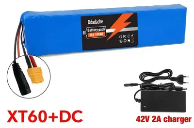 Produktbild von 36V 100Ah Lithium-Ionen-Akku - 10S3P Batteriepacks - Wiederaufladbar - Für E-Scooter und E-Bike - XT60-Stecker - Mit DC-Ladegerät