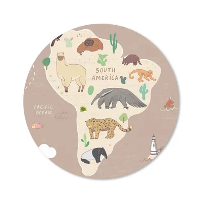 Produktbild von MuchoWow® Mauspad Mousepad Tiere - Weltkarte Kinder - Braun - Kinder - Jungen - Mädchen 40x40 cm - Mousepads - Maus Mat - Pad - Mausunterlage - Schreibtisch Accessoires