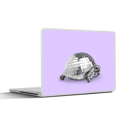 Produktbild von MuchoWow® Laptop Aufkleber Sticker Cover Schildkröte - Discokugel - Disco - Tier - Lila 31x22.5 cm - Laptop-Deko