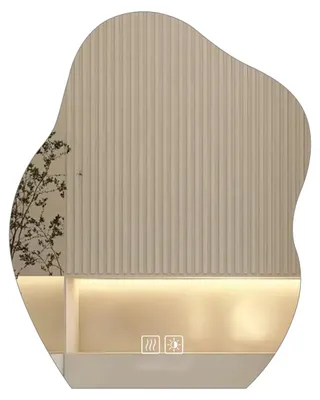 Produktbild von AIORBER LED Badspiegel Unregelmäßig Touch Anti-Beschlag 3 Lichtfarben Dimmbar Wandspiegel Design Asymmetrisch Badezimmerspiegel, 40x60 cm, Silber