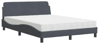 Produktbild von vidaXL Bett mit Matratze "Dover" Dunkelgrau 140x200 cm Samt