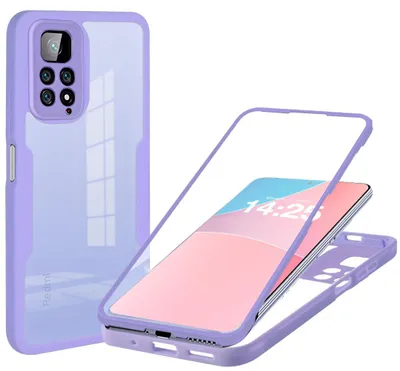 Produktbild von 360 Grad Rundum Schutz Handyhülle für Xiaomi Redmi Note 11 Pro Full Cover Vollschutz Case Farbe: Violett