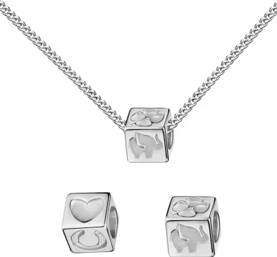 Produktbild von Glücksanhänger Würfel 925 Silber Ketten-Anhänger für Damen. Mit Kette 60 cm