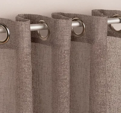 Produktbild von Ösengardine Netzstruktur gestreift taupe 140x245cm