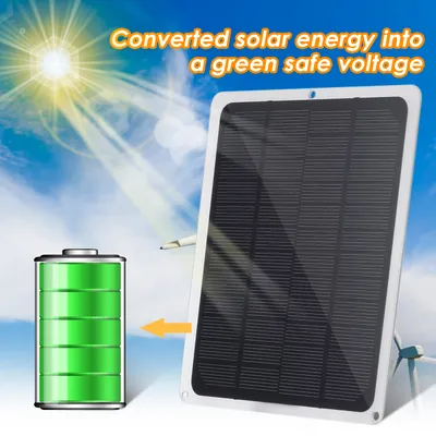 Zdjęcie produktu dla Panel słoneczny 12 V DC, 10 W, z portem USB, ładowarka samochodowa, przeznaczona do akumulatorów 12 V, przenośny panel słoneczny do zastosowań na świeżym powietrzu, takich jak kemping, wędrówki, wędkarstwo i wspinaczka, instalacje solarne