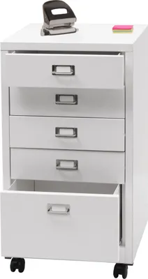 Produktbild von Rollcontainer MCW-L49, Schubladenschrank Stahlschrank Aktenschrank, Metall 75x40x41cm 5 Schubladen  weiß