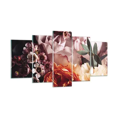 Produktbild von Bilder auf glas - 5 Teile - Blumen Getreide Rosen - 160x85cm - Glasbilder - Wandbilder - Bilder - zum Aufhängen bereit - Wanddekoration aus Glas - Glas Bilder - Wandbild auf Glas - GEA160x85-4692