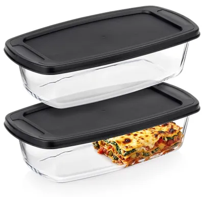 Image de Vilde | Plat à four en verre 1,5 L - avec couvercle - Lavable au lave-vaisselle - Verre borosilicaté