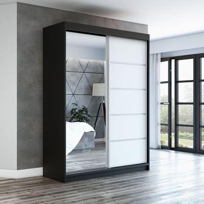 Schwebetürenschrank Kleiderschrank GAP 120 cm Schrank Garderobe Spiegel.Verschiedene Farben (Weiß, Schwarz, Somona). Möbel vom Hersteller!