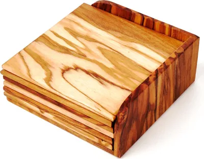 Produktbild von Untersetzer aus Olivenholz, modern, viereckig 10 x 10 cm