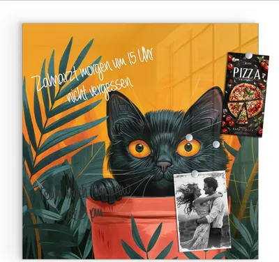 Produktbild von Magnettafel 30x30cm Pinnwand Whiteboard beschreibbar - Katze im Dschungel
