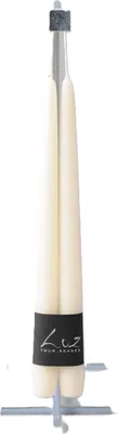 Productafbeelding van Rasteli Luz Kaars "Your Senses" – Metalen kaars – Tafelkaarsen, wit – Kleur: spargewit, diameter 2,20 cm, hoogte 30 cm, verpakking van 3 stuks x 2