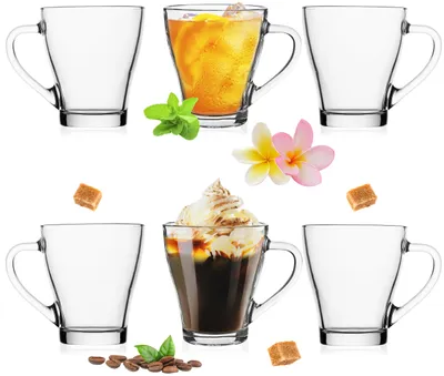 Produktbild von PLATINUX Kaffeegläser Teegläser mit Griff max.270ml Set 6-Teilig aus Glas Frühstücksgläser Kaffeeglas Trinkglas