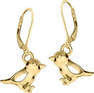 Produktbild von Mädchen Ohrhänger echt 925 Sterling Silber Vogel Kinder Ohrringe Gold A130
