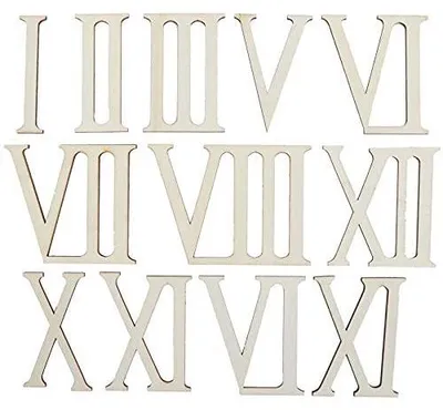 12 Holzbuchstaben Römische Zahlen, 7 cm, zum Basteln