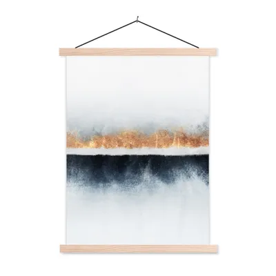 Produktbild von MuchoWow® Textilposter Gold - Abstrakt - Design 120x160 cm mit holzfarbenen Rahmen - Plakatkarton