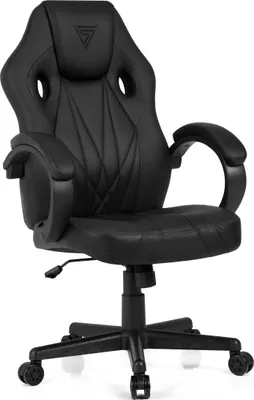 Zdjęcie produktu dla Fotel gamingowy SENSE7 Prism - Ergonomiczny fotel biurowy z funkcją bujania FlowTech™, pianka HR, skóra ekologiczna, podnośnik gazowy, do 120 kg, czarny