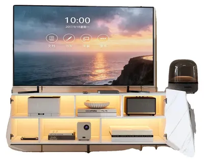 Obrázok produktu pre Stojan na televízor, štýlový dizajn, integrované LED osvetlenie, BIELY