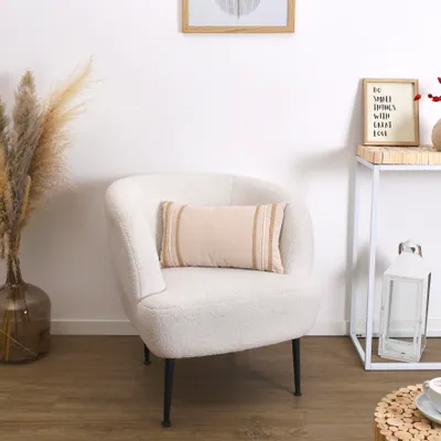 Image de Coussin Beige Et Blanc Tressé 30x50cm M8 - Home Deco Factory