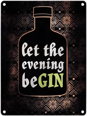 Produktbild von Let the evening beGIN Metallschild in 15x20 cm für die Bar