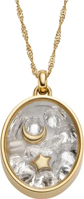 Produktbild von Fossil Halskette mit Anhänger Mond Stern Edelstahl Goldton JF04893710