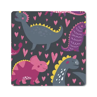 Produktbild von MuchoWow® Mauspad Mousepad Dinosaurier - Kind - Muster - Rosa - Mädchen 30x30 cm - Mousepads - Maus Mat - Pad - Mausunterlage - Gaming